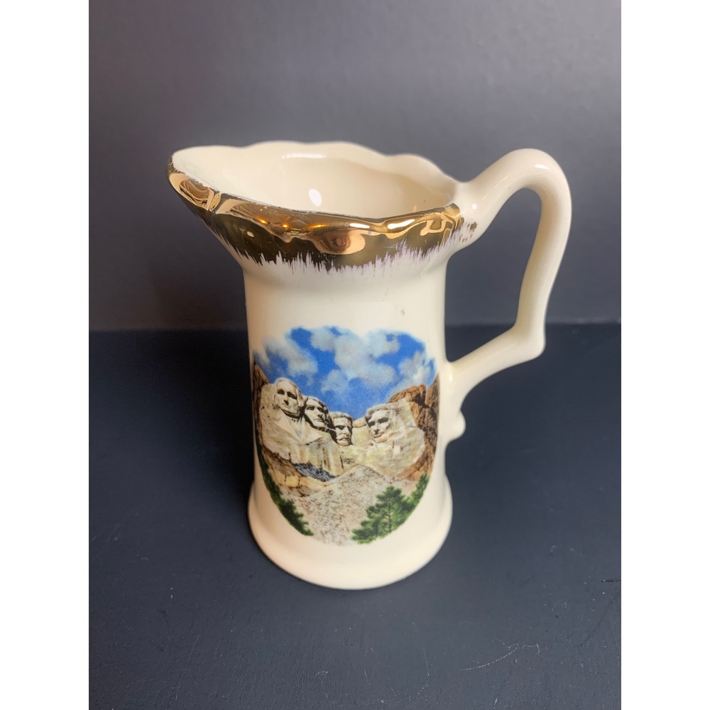 Vintage Mount Rushmore‎ South Dakota Souvenir Miniature Ceramic Pitcher Made USA